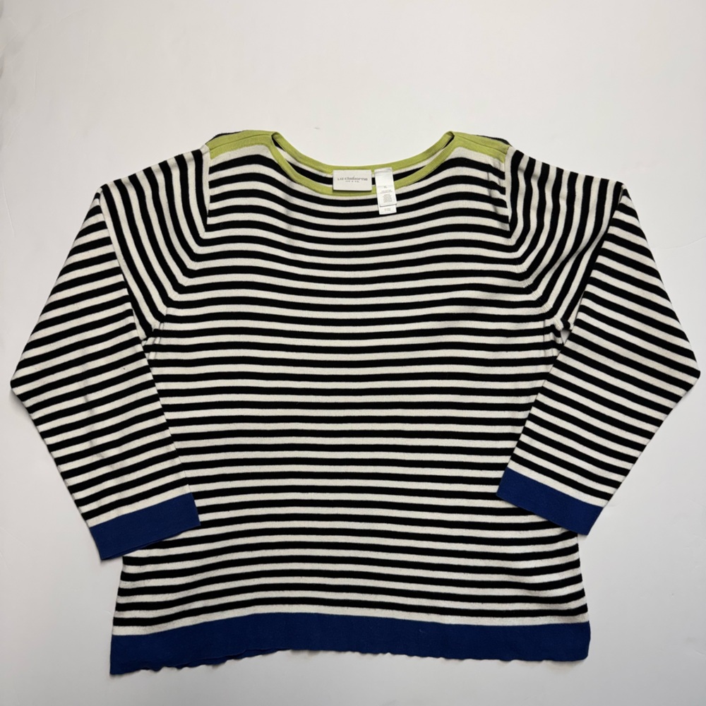 Liz Claiborne Striped Sweater with Blue and Green Accents